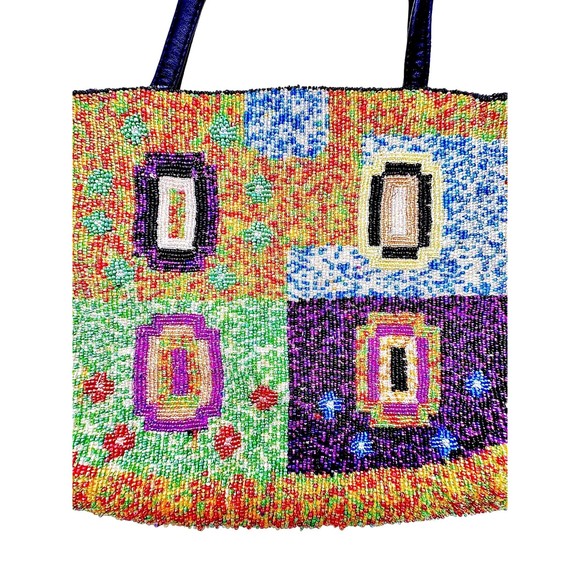 Christiana Beaded Multicolor Abstract Geometric Tote Purse - Picture 6 of 16